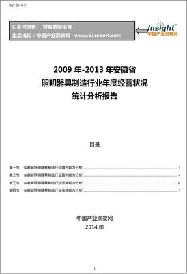 2009-2013年安徽省照明器具制造行业经营状况分析年报